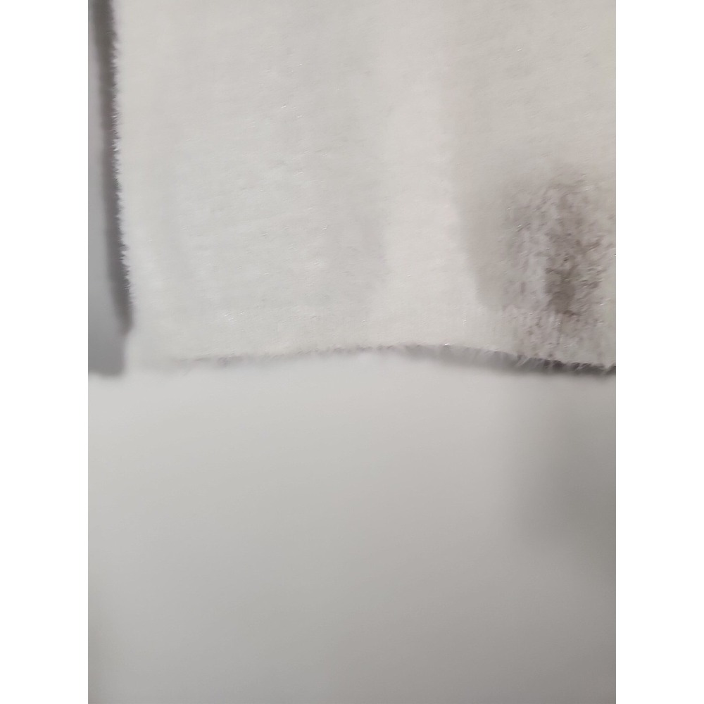Ellen Tracy Fuzzy Eyelash Chenille Sweater Sparkle Metallic White Womens XS - Picture 5 of 15